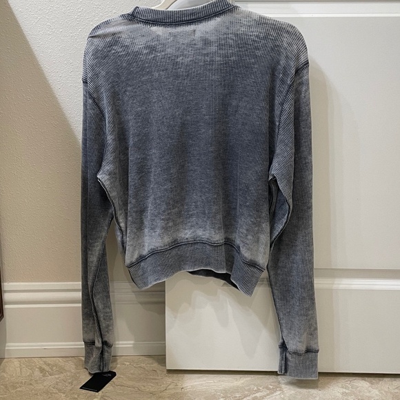 NWT Michael Lauren Exon Crop Crew Pullover Dark Navy Burnout (Size S) - Picture 4 of 5